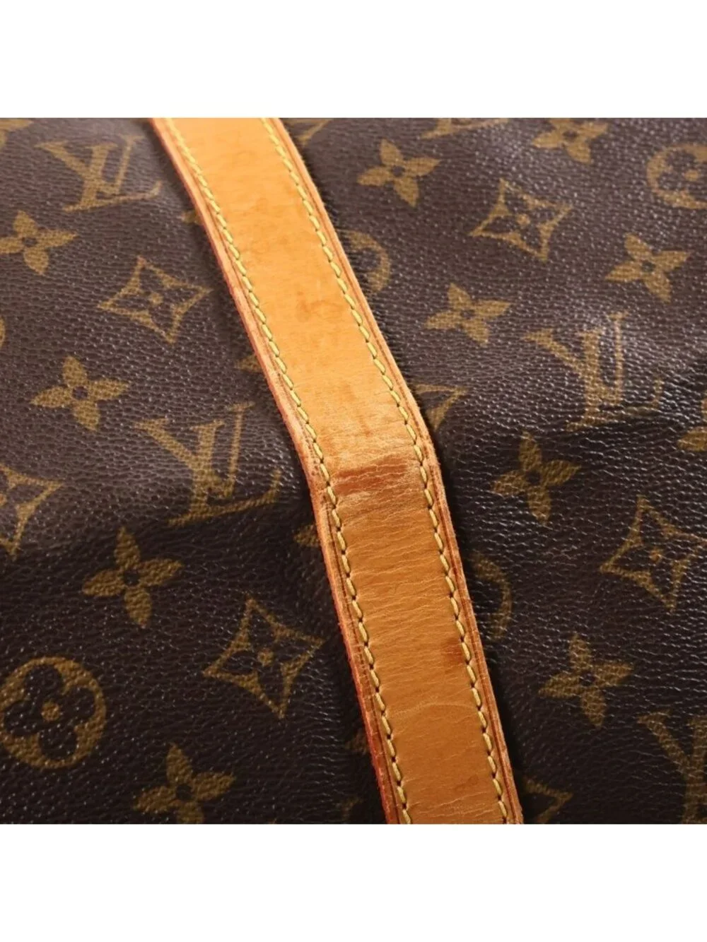 Louis Vuitton Monogram Keepall 50 Leather Boston Bag Brown